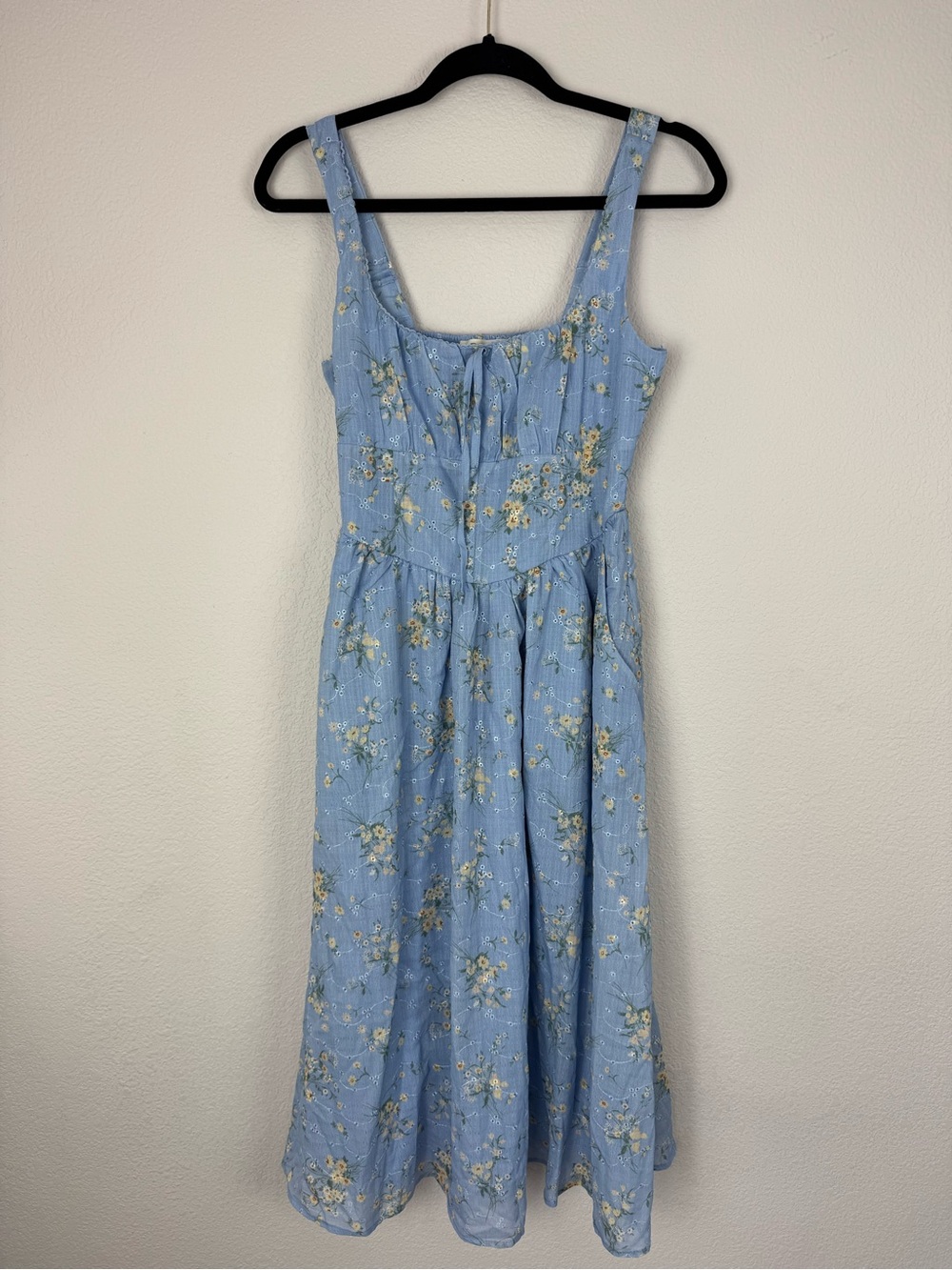 Jessica Simpson Blue Floral Sleeveless Midi Dress Sundress Western Photoshoot